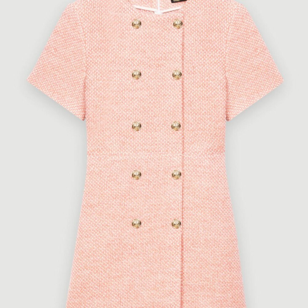 Maje Pink and ecru mottled tweed dress - Picture 5 of 5